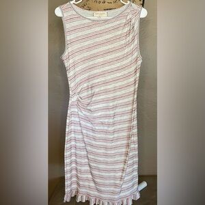 Max Studio London striped sleeveless dress ruffled hem Sz M PTP 17”